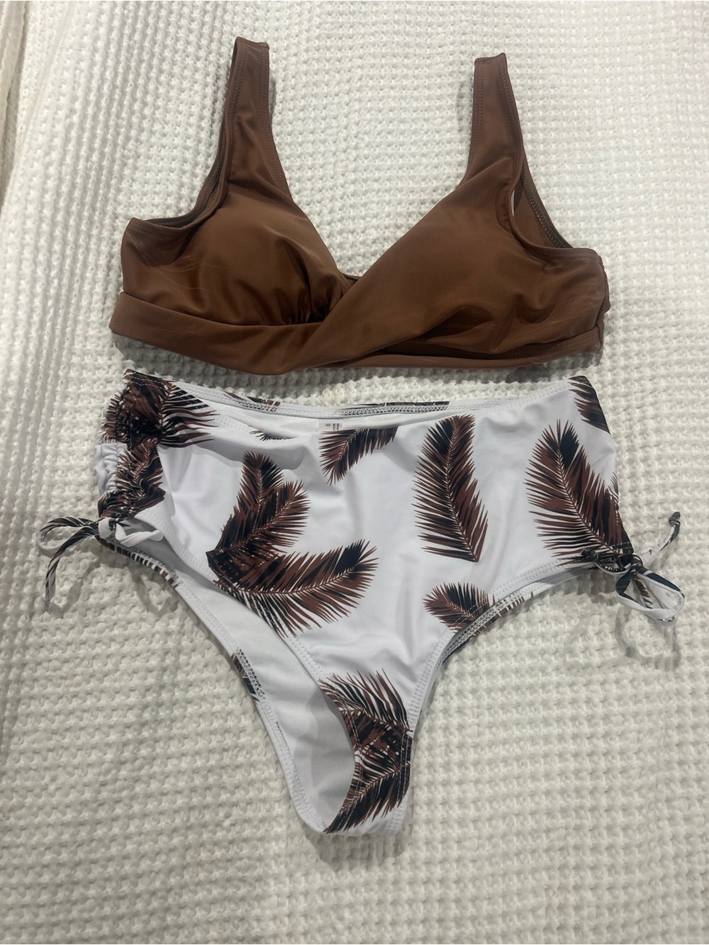 Women’s Brown Palm-Print Two-Piece Swim Set